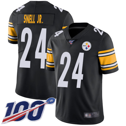 Men Pittsburgh Steelers Football #24 Limited Black Benny Snell Jr. Home 100th Season Vapor Untouchable Nike NFL Jersey
